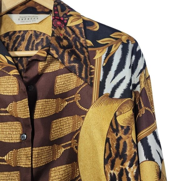 Vintage Compagnie Internationale Express Women's 100% Silk Baroque Top Size XS - Picture 4 of 16